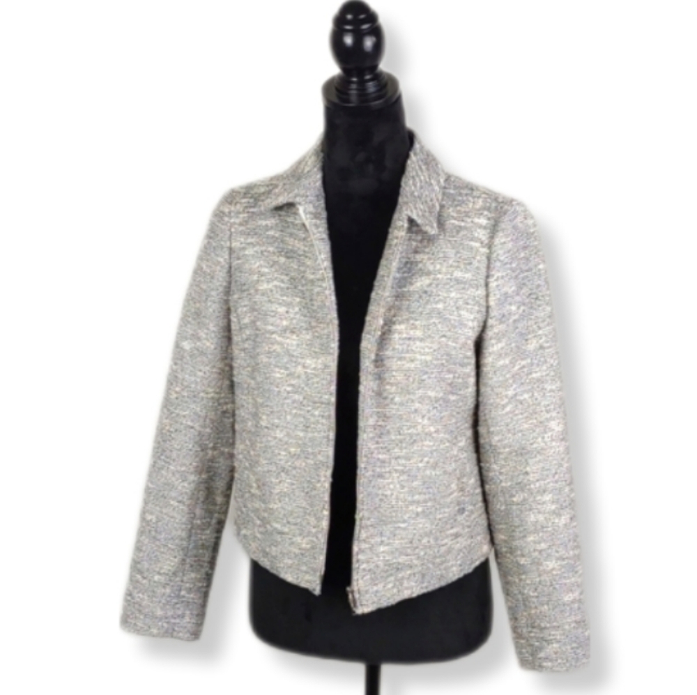 J. Crew Tweed Cropped Zip Jacket